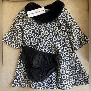 Janie and Jack Black and White Faux Fur Collar Dress size 12-18 months